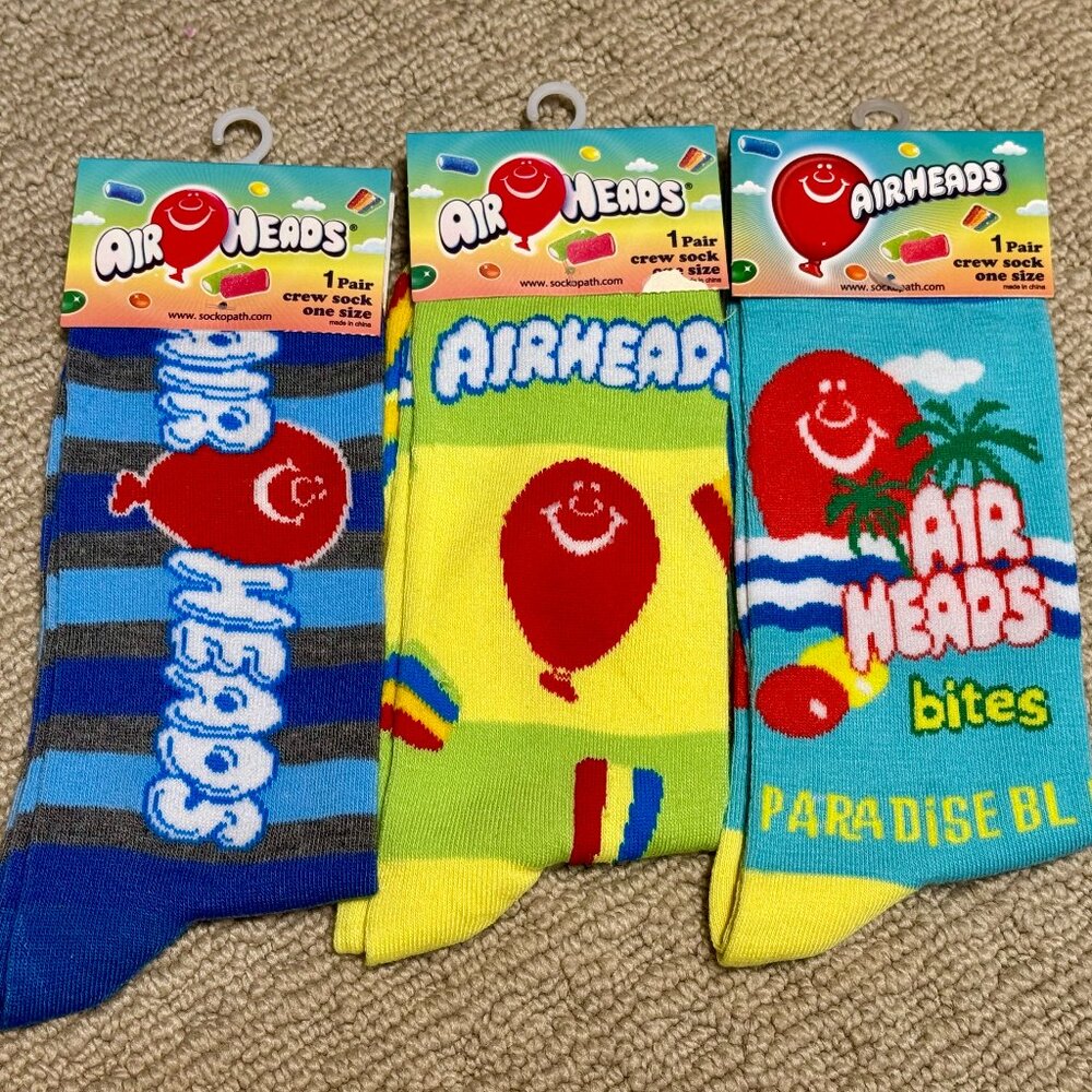 3 Air Heads New Novelty Crew Socks Size 6-12/13 - Men's/Women's -